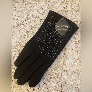NWT EMBELLISHED Gloves Jack & Missy fleece lined texting gloves BLACK FA…